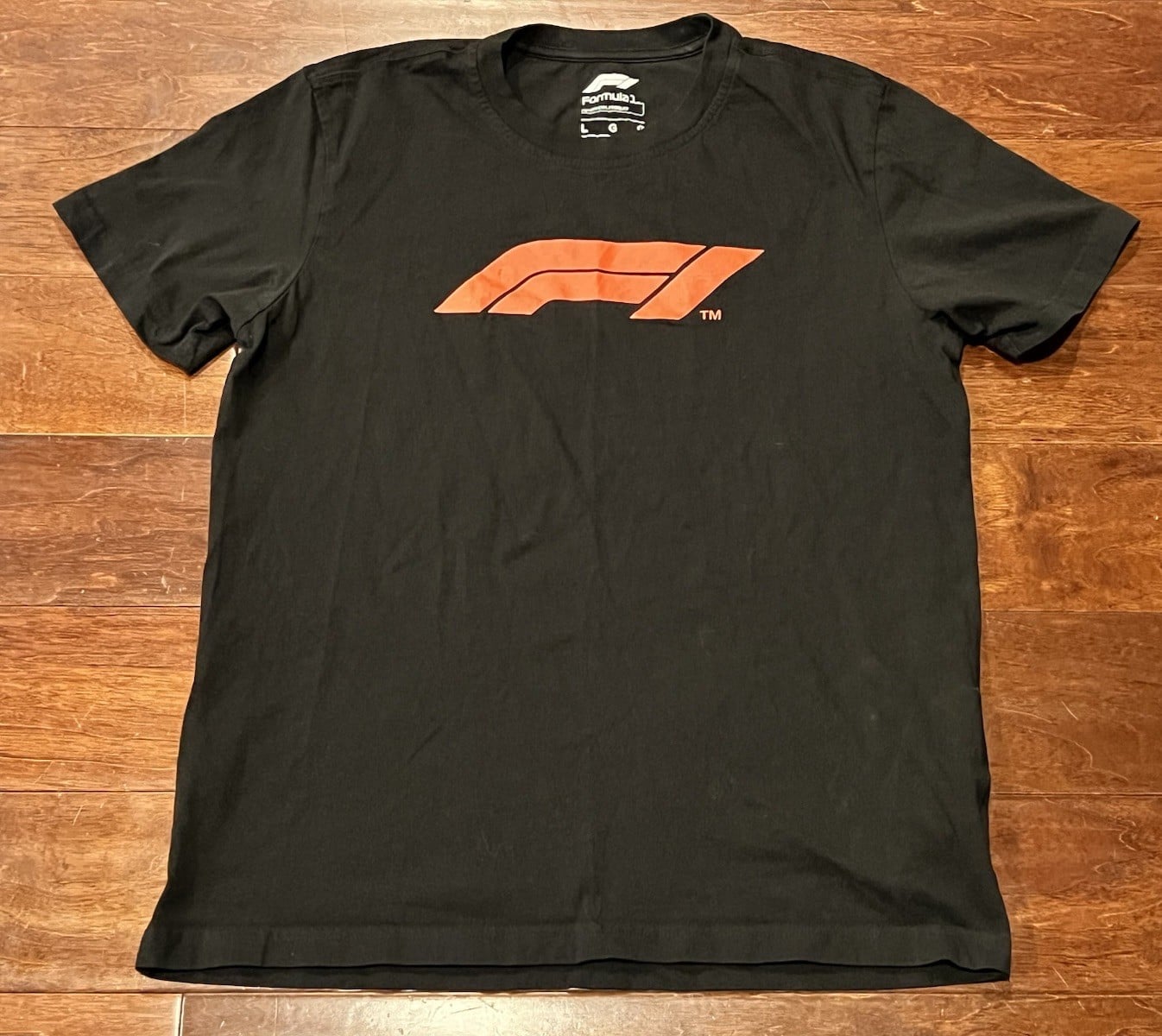 F1 Formula 1 Official Product Black Red Mens Large Graphic Chest Logo T Shirt