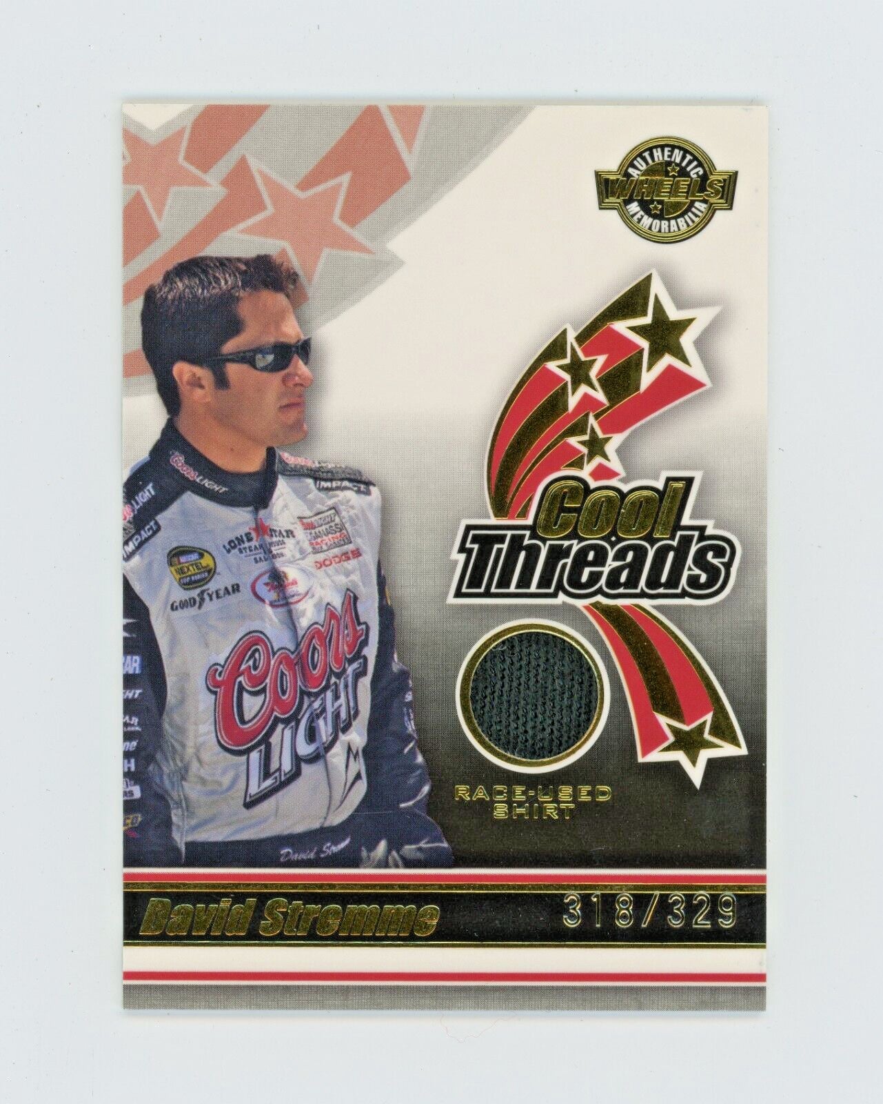 DAVID STREMME  2006 Wheels Cool Threads Race Used Shirt #318/329 JM